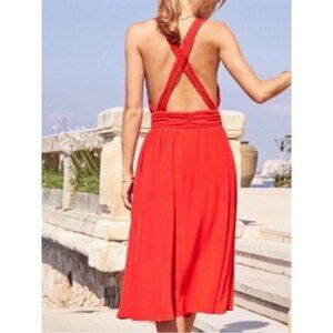 Sézane Editions Dress Filippa Corail Dress Red Silk Open Back 42 Worn Once